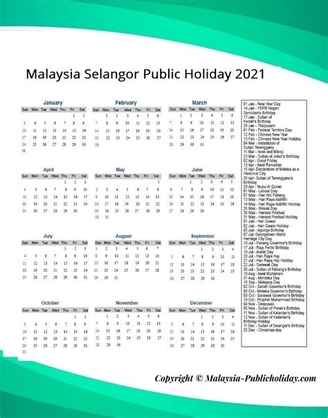 Selangor Public Holiday 2021