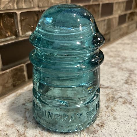 Cracked Glass Vintage Hemingray No12 Light Blueaqua Glass Insulator Unique Ebay
