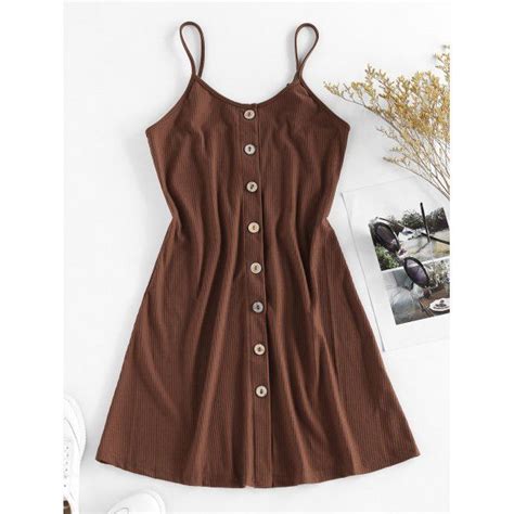 Zaful Button Down Slip Dress S Sepia Clothes Cute Clothes For Women