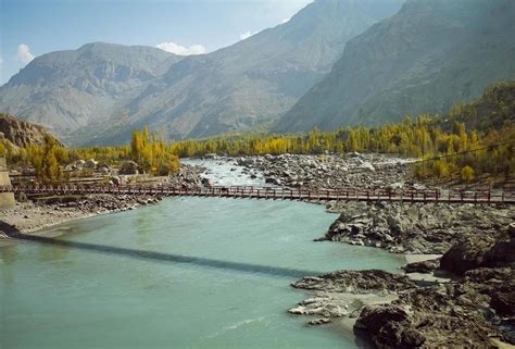 Indus River Flowing Through Mountainous Area In Pakistan 1229402 Stock