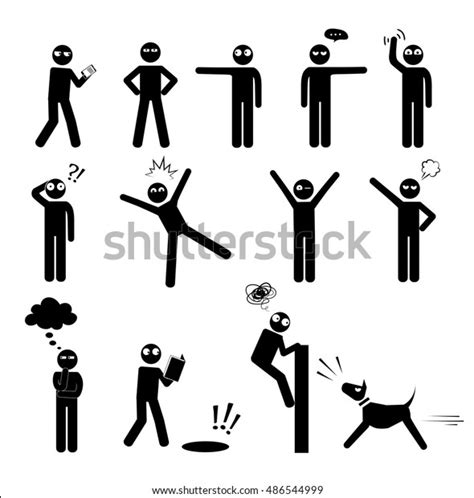 Stick Figure Action Poses Set Pictogram Stock Vector Royalty Free