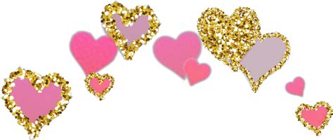 Hearts Heart Golden Gold Glittery Glitter Sparkles Aesthetic Png