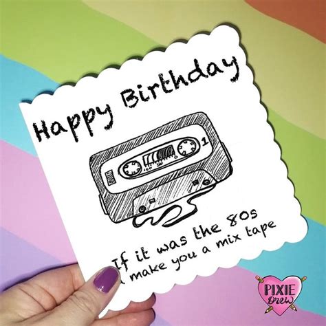 1980s Cassette Tape Retro Birthday Card Mix Tape Card Etsy