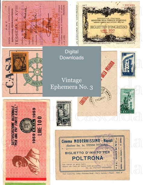 Vintage Italian Ephemera Printable Digital Download Etsy