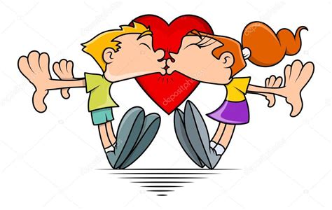 Funny Cartoon Couple Kissing — Stock Vector © Baavli 69924243
