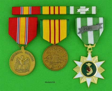 Vietnam Campaign Service And National Defense Medals With Mounted Ribbon