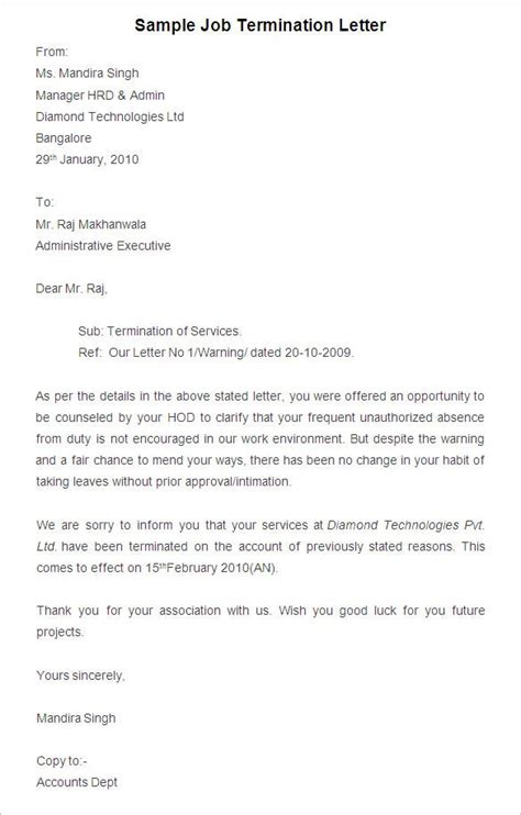 This document is a sample of an employment termination letter created by mars, a canadian business development firm. 38+ Free Termination Letter Templates - PDF, DOC | Free ...