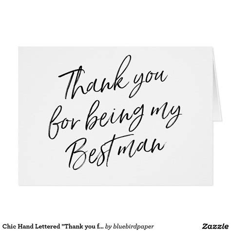 Chic Hand Lettered Thank You For Being Best Man Wedding Thank You
