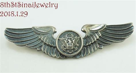 Wwii Us Army Air Force Aircrew Wings Pin Back Gemsco Sterling Silver