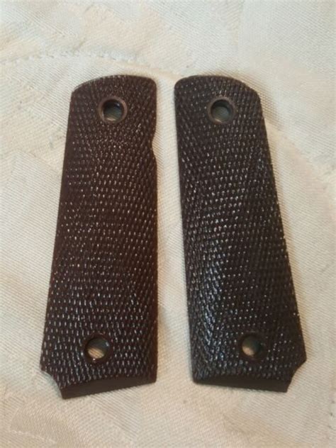 Colt 1911 1911a1 Wwii Type Checkered Grips Brown Post War Remington