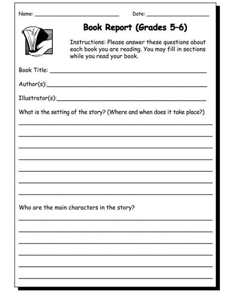 Book Report Template 5th Grade 7 Professional Templates 6th Grade