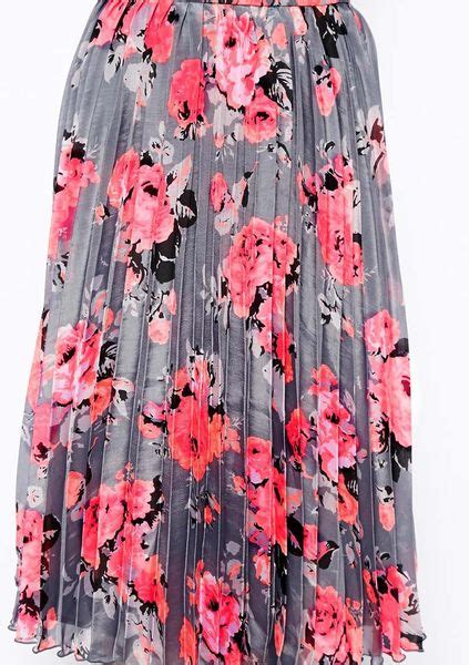 Asos Pleated Midi Skirt In Diaphanous Floral Print In Black Multi Lyst