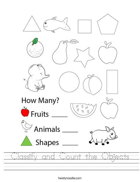 Classify And Count The Objects Worksheet Twisty Noodle