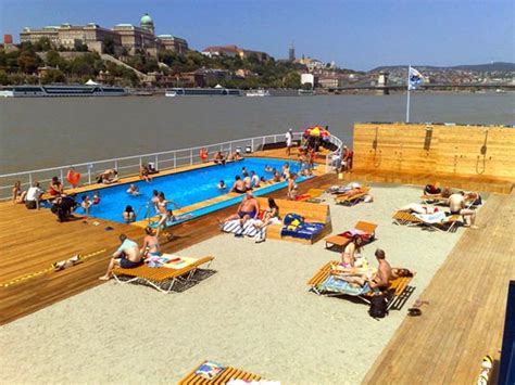 Floating Urban Beach Barge Sets Sail On The Danube River Inhabitat