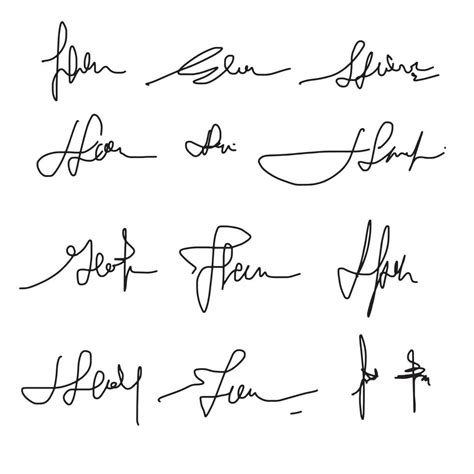 Manual Signature For Documents On White Background Hand Drawn