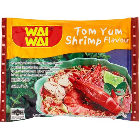 Wai Wai Noodles Instant Tom Yum Shrimp 60g Woolworths