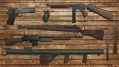 3d Model World War 2 Weapons Pack Vr Ar Low Poly Cgtrader