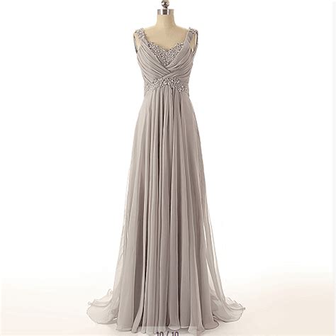 Long Gray Prom Dresses Sexy Sweetheart Floor Length Chiffon Prom Dress