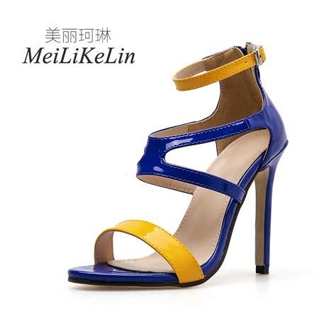 meilikelin summer fashion women s high heels shoes zipper sandals mixed colors narrow band