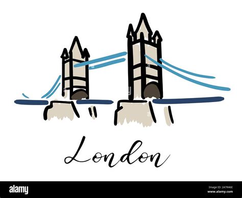 London Tower Bridge Hand Drawn Symbol Logo Design Vector Graphics