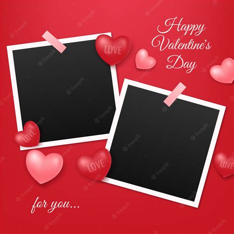 Free Vector Realistic Valentines Day Photo Frame Template