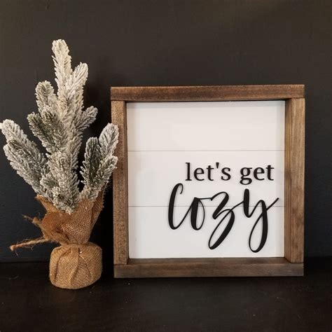 Lets Get Cozy Sign 3d Wood Signs Shiplap Wall Decor Etsy Uk