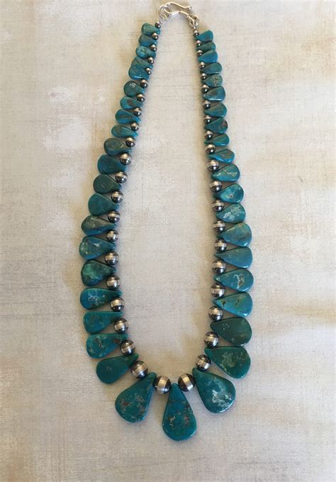 Graduated Turquoise And Navajo Pearl Necklace