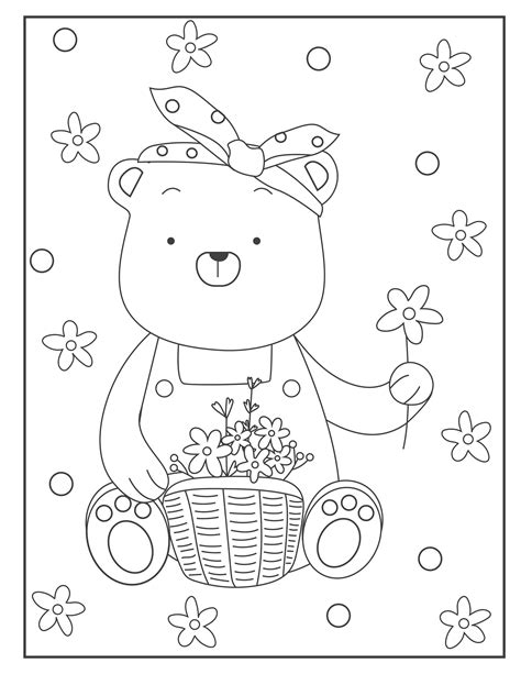 Bear Printable Coloring Pages Coloring Activities Etsy