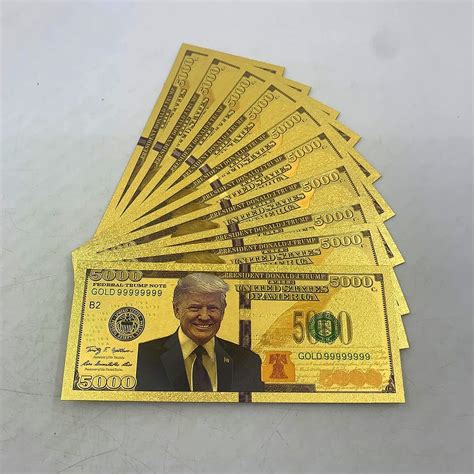 1 2 Price Sale 5000 Denomination Trump Authentic 24k Gold Commemorative Banknote W