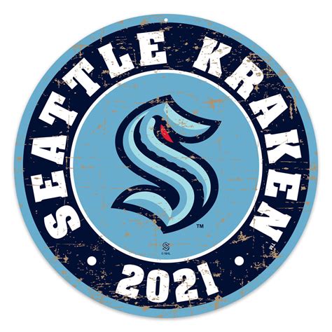 Seattle Kraken 22 Round Pvc Distressed Logo Wall Sign Hockey Hall Of