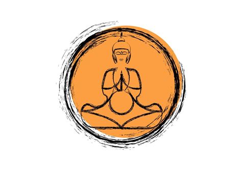 Buddha In Meditation Orange Enso Zen Circle Of Enlightenment Symbol