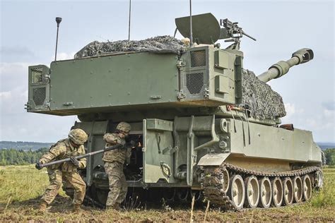 The modern version of the m109, manufactured by bmy combat systems and united defense l.p. Soldiers conduct a fire coordination exercise with an ...