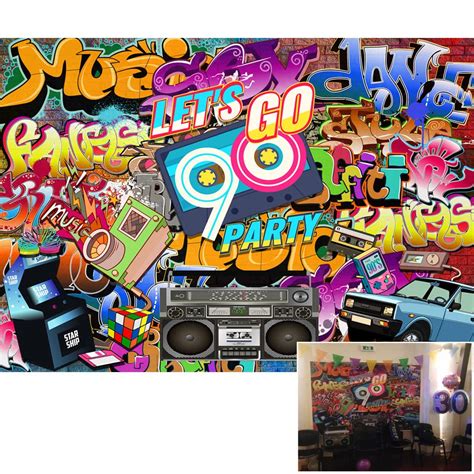 Mehofoto 90s Theme Party Backdrop 7x5ft Hip Hop Graffiti Wall Photo