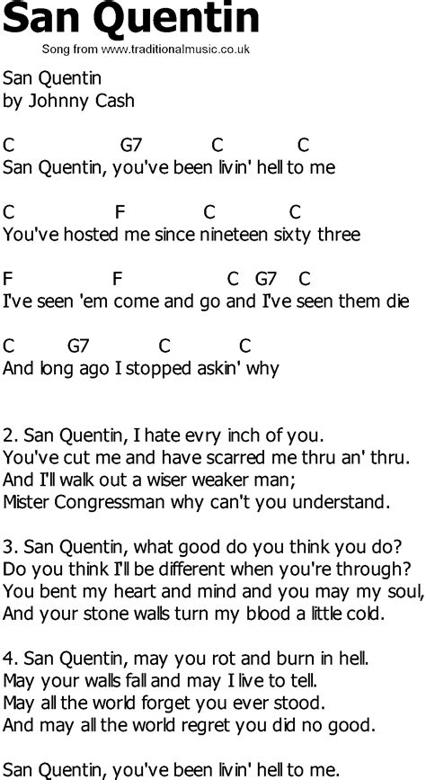 Old Country Song Lyrics With Chords San Quentin