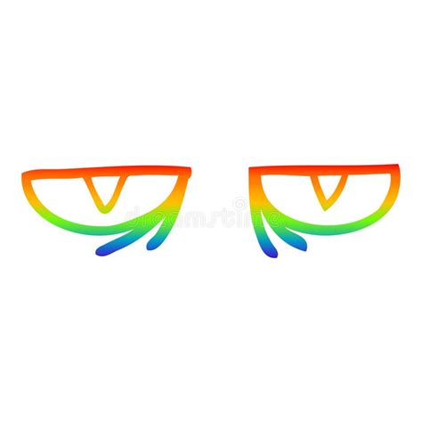 A Creative Rainbow Gradient Line Drawing Cartoon Evil Eyes Stock Vector