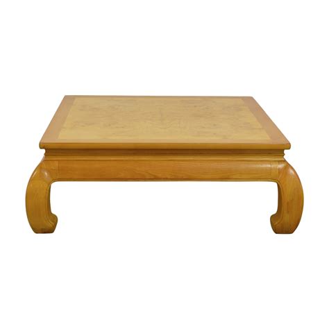 Rectangular top with banded mahogany veneer and ogee edge. 89% OFF - Henredon Furniture Henredon Ming Burlwood Top ...