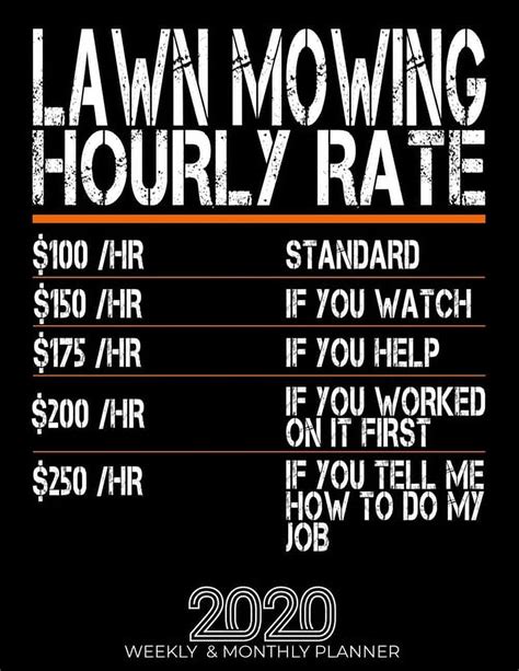 Funny Lawn Mowing Hourly Rate T 2020 Planner High Performance
