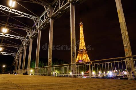 Eiffel Tower With Light Performance Show At Night Editorial Stock Image