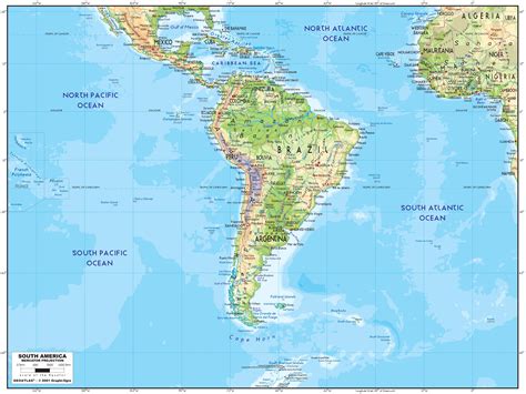 Political And Physical Map Of South America South America Political And