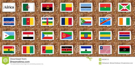 Flags Of Africa Countries In Alphabetical Order Part 1 Stock