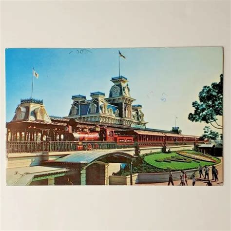 Vintage Walt Disney World Railroad Postcard Magic Kingdom Main Street