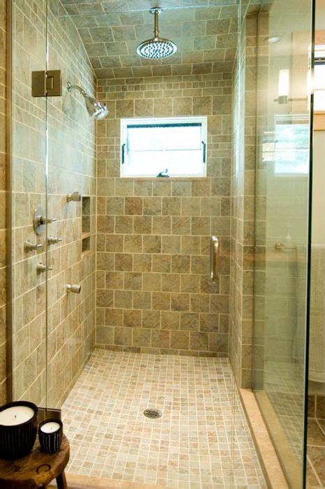 Perfect for bathroom replacement windows. Glass Walk In Shower with Rain Shower Head and Wall Mount ...