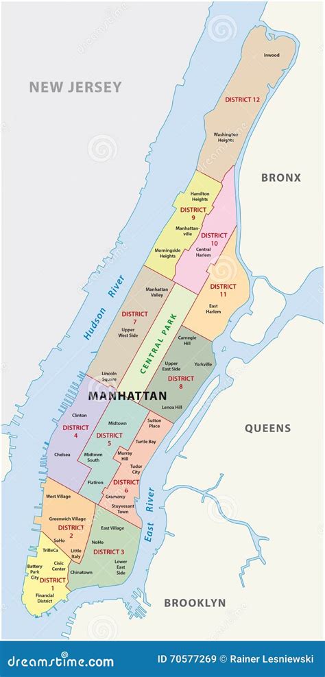 Manhattan Administrative Map Stock Illustration Illustration Of