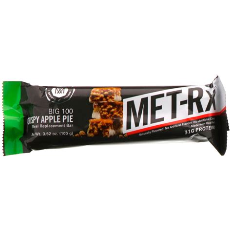 Met Rx Big 100 Meal Replacement Bar Crispy Apple Pie 9 Bars 352