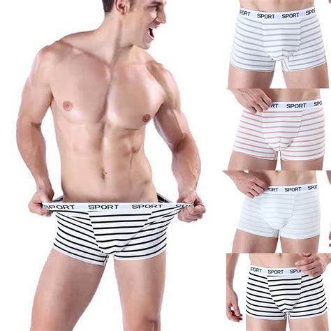 New Fashion Hot Men S Sexy Boxer Soft Striped Underpants Knickers Shorts Male Sexy Breathable