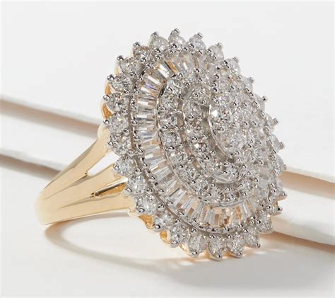 As Is Affinity K Gold Diamond Cocktail Ring Cttw Qvc Com