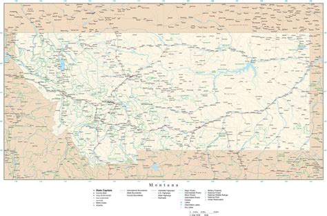 Montana Detailed Map In Adobe Illustrator Vector Format From Map