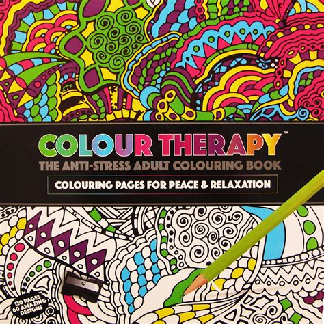 New Anti Stress Colour Therapy Colouring Books Pencils Set Calm