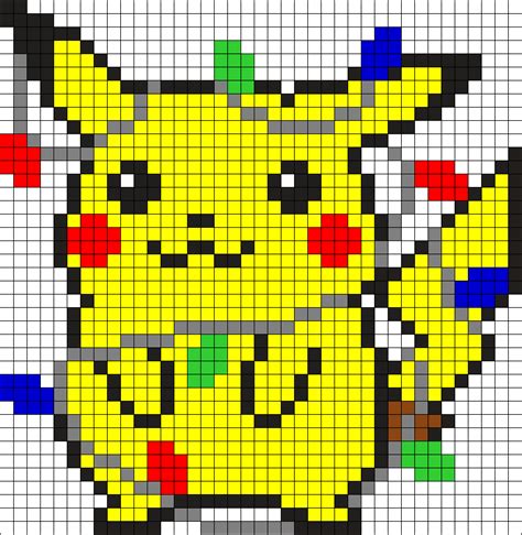 Christmas Lights Pikachu Perler Bead Pattern Bead Sprites