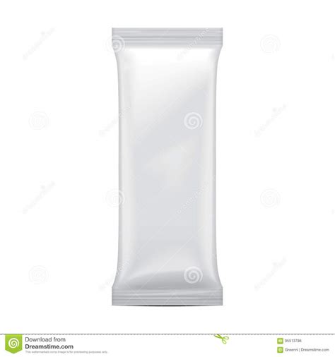 ice cream package mock  white blank plastic pouch snack pack stock vector illustration